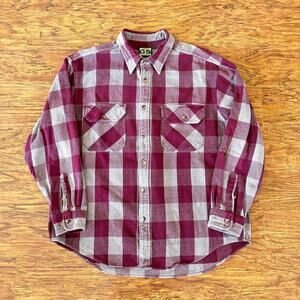 Gander Mountain Guide Series Red Gray Plaid Heavyweight Button Up Shirt XL